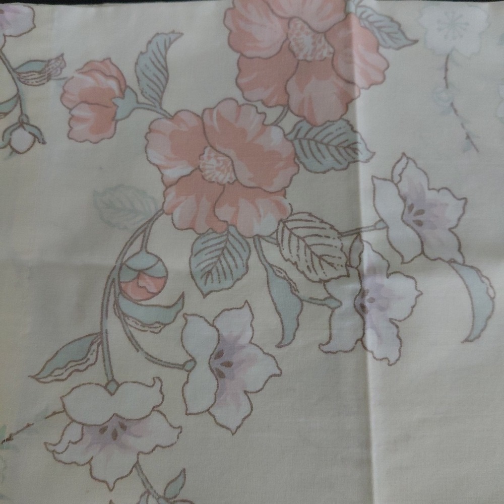 VTG JANACO'S Standard Pillowcases 2 Floral Royal Peach White Cottagecore Prairie - Picture 3 of 5